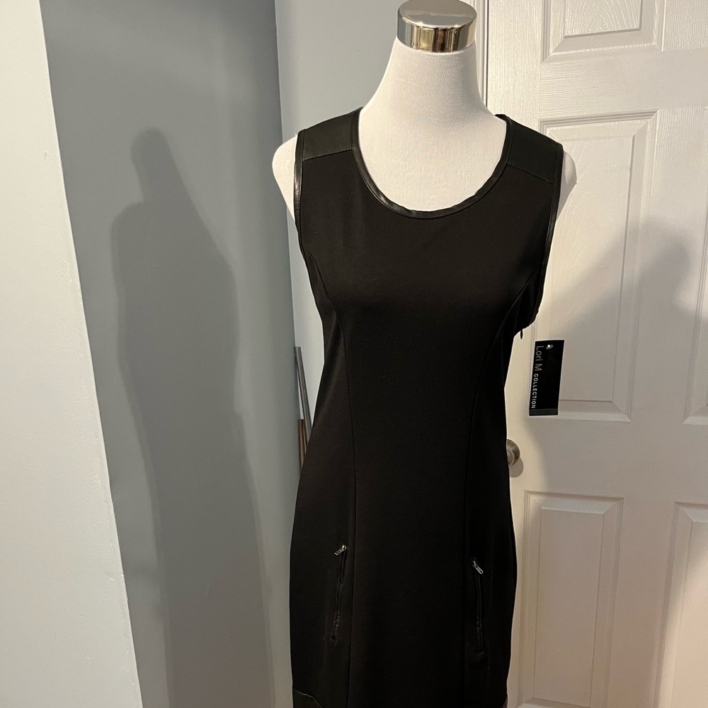 Little Black Dress with leather trim